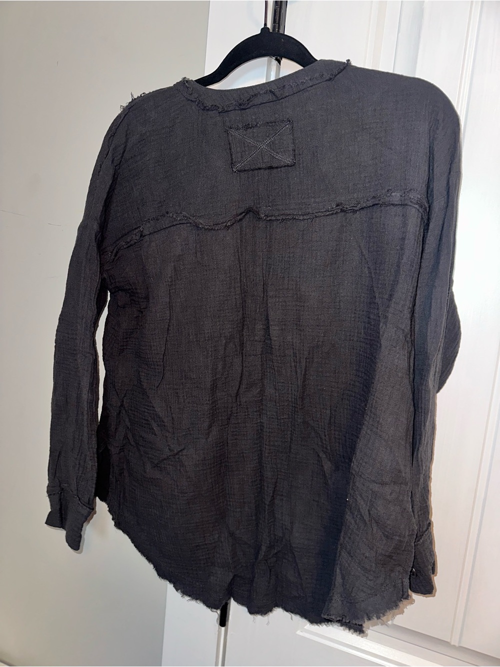 Zenana Size Small Washed Charcoal Long-Sleeve Henley Top - Picture 8 of 10